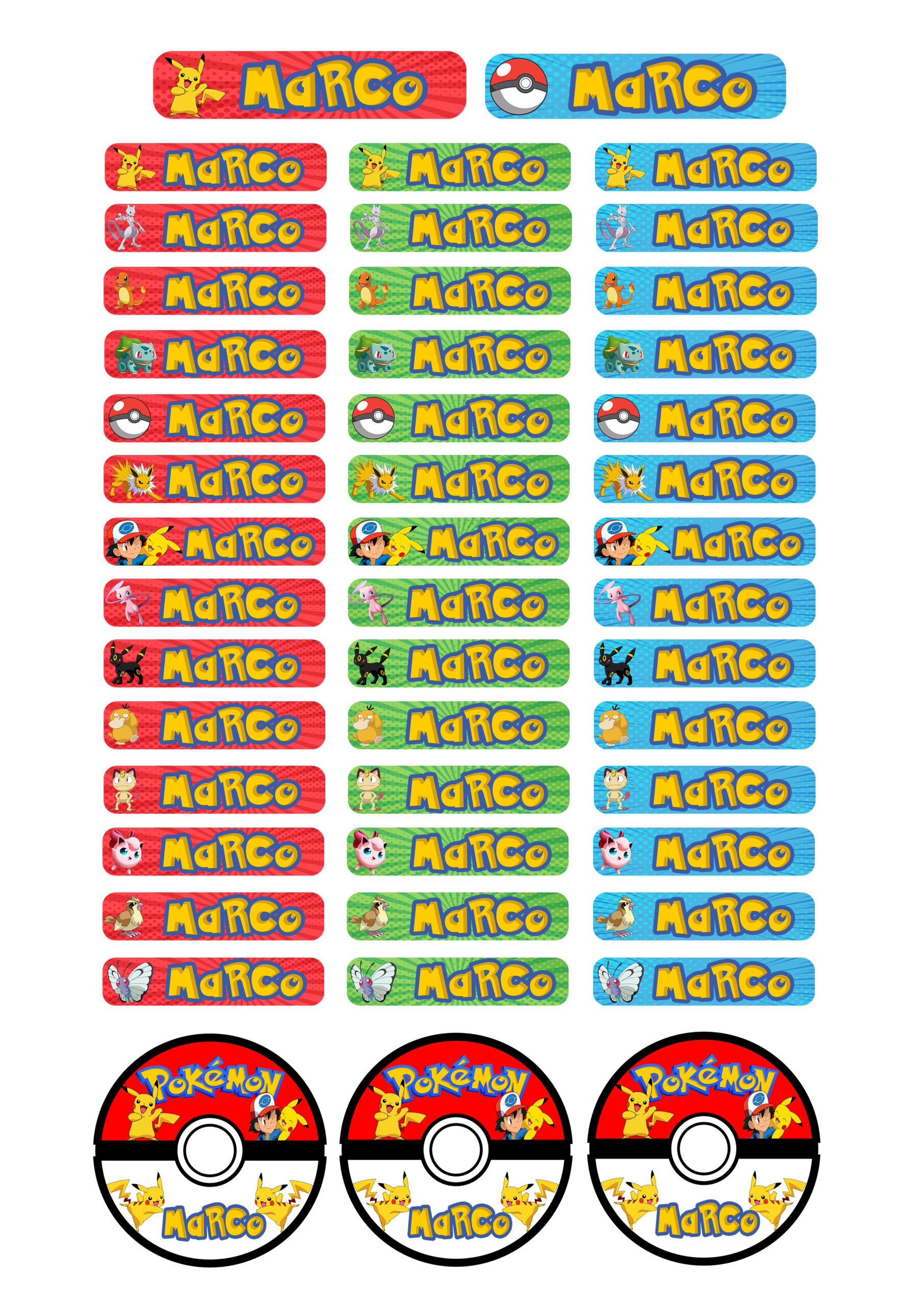 Pokémon stickers personalizados vuelta al cole - Lascositasdemami