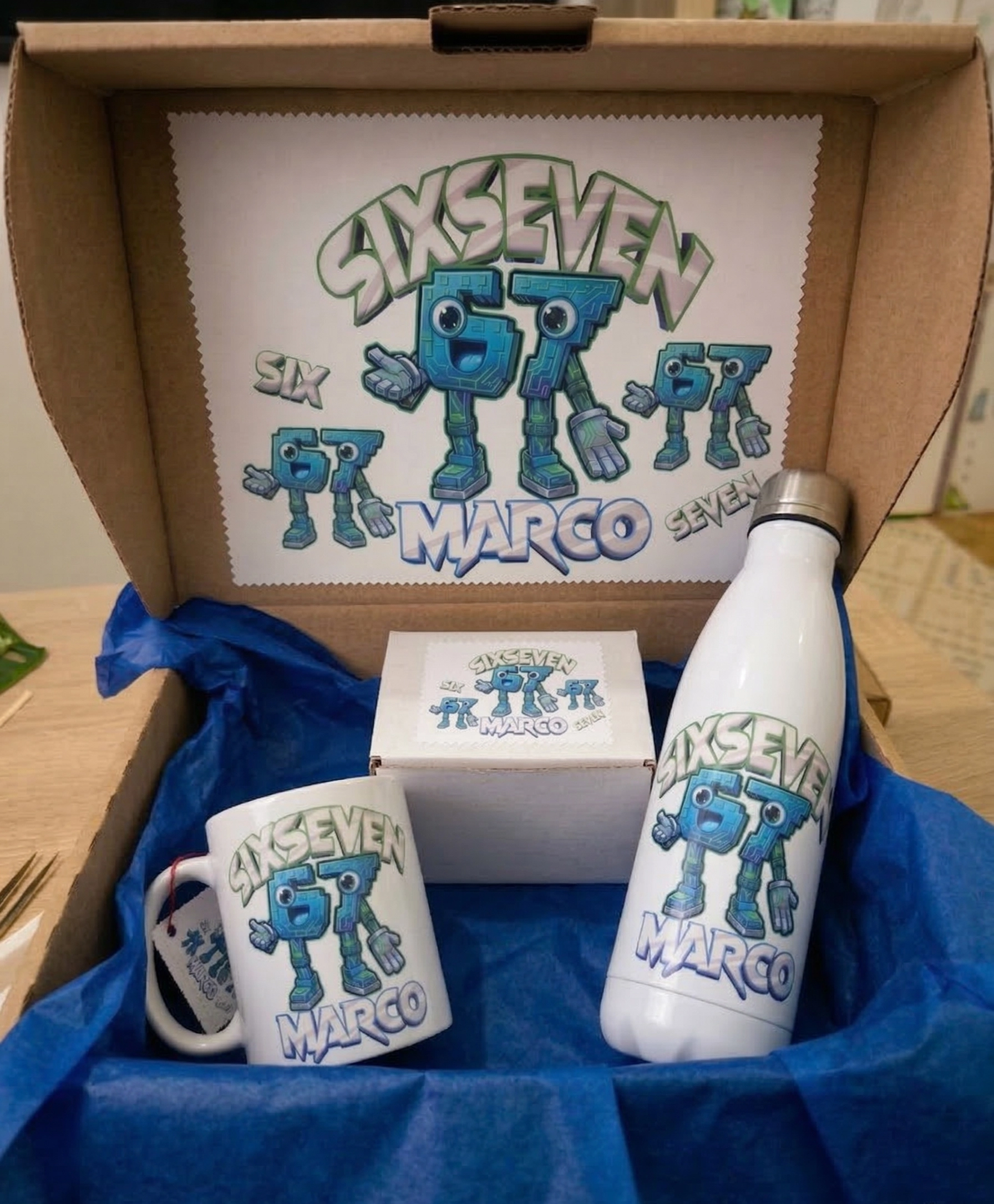 Pack Regalo Personalizado Six Seven (67) | Caja, Taza y Botella - Imagen 2