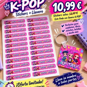 Stickers personalizados K-Pop con nombre y llavero HUNTRIX en oferta a 10,99 €