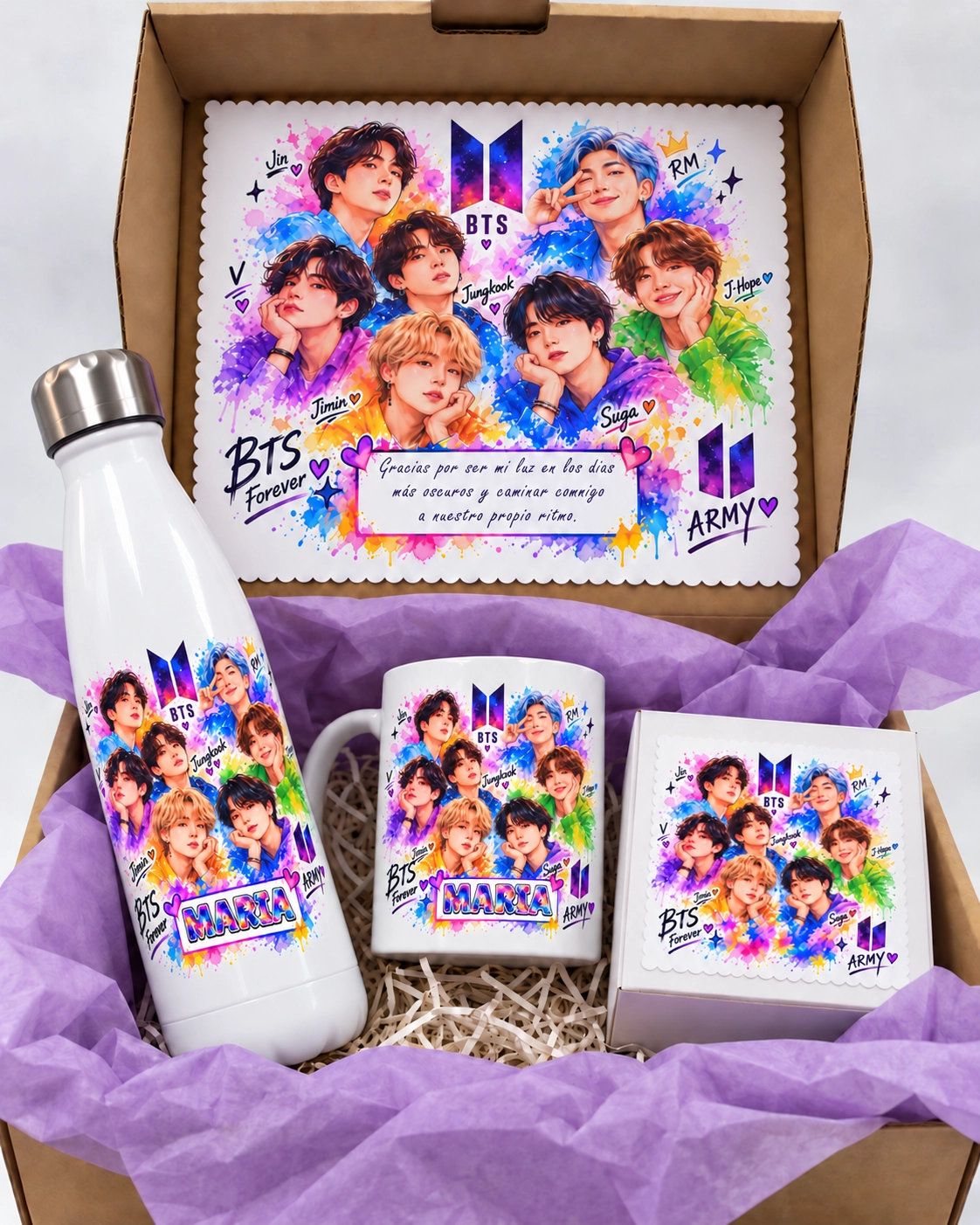 Pack regalo BTS personalizado | Botella + taza 29,99 € - Imagen 3
